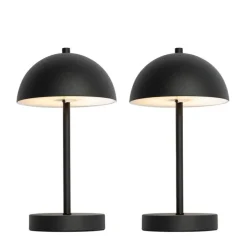 Set van 2 buiten tafellampen mushroom zwart oplaadbaar - Keira