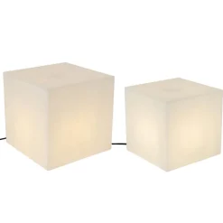 Set van 2 buiten vloerlampen wit 30 en 38 cm vierkant IP44 - Nura