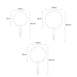 Set van 3 buiten vloerlampen wit incl. LED solar IP44 - Ludger