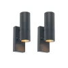 Set van 2 buiten wandlamp donkergrijs 2-lichts schemersensor - Duo