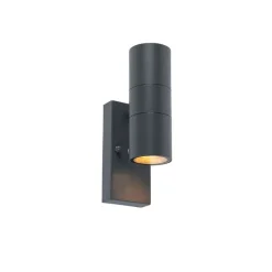 Set van 2 buiten wandlamp donkergrijs 2-lichts schemersensor - Duo
