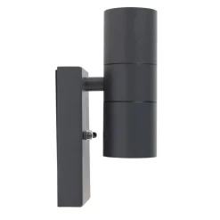 Set van 2 buiten wandlamp donkergrijs 2-lichts schemersensor - Duo