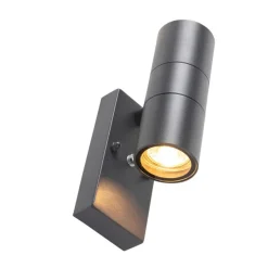 Set van 2 buiten wandlamp donkergrijs 2-lichts schemersensor - Duo