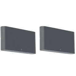 Set van 2 buiten wandlampen donkergrijs 17,5 cm incl. LED - Batt