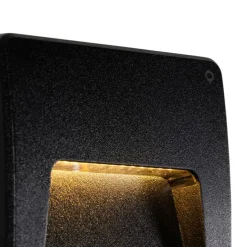 Set van 2 buiten wandlampen zwart vierkant incl. LED IP65 - Gem