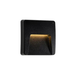 Set van 2 buiten wandlampen zwart vierkant incl. LED IP65 - Gem