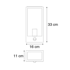 Set van 2 buiten wandlampen zwart met bewegingsmelder - Rotterdam