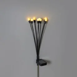 Set van 2 buitenlampen zwart incl. LED met solar en grondpin - Fire Fly