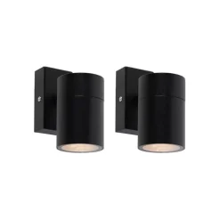 Set van 2 buitenwandlamp zwart RVS IP44 - Solo