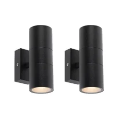 Set van 2 buitenwandlampen zwart IP44 - Duo