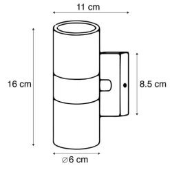 Set van 2 buitenwandlampen zwart IP44 - Duo