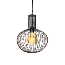 Set van 5 design hanglampen zwart en goud - Wires