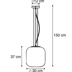 Set van 2 design hanglampen zwart met smoke glas - Bliss