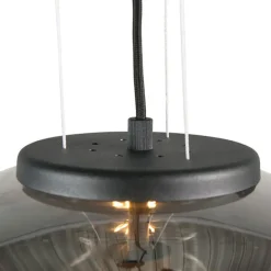 Set van 2 design hanglampen zwart met smoke glas - Bliss