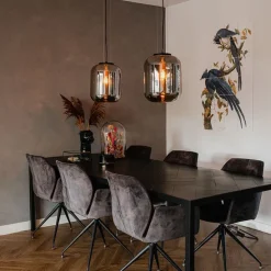 Set van 2 design hanglampen zwart met smoke glas - Bliss