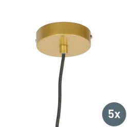 Set van 5 design hanglampen goud - Wires