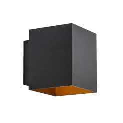 Set van 2 design wandlampen zwart en goud vierkant - Sola