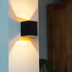 Set van 2 design wandlampen zwart en goud vierkant - Sola