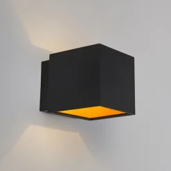 Set van 2 design wandlampen zwart/goud incl. LED - Caja