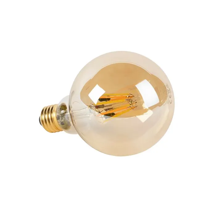 Set van 3 E27 dim to warm LED lampen G95 goud 8W 806 lm 2000-2700K
