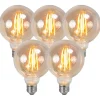 Set van 5 E27 dimbare LED filament smoke lamp 5W 380 lm 2200K