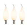 Set van 3 E14 dimbare LED filament tipkaarslampen F35 mat 3W