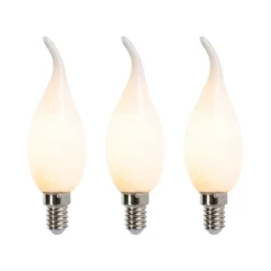 Set van 3 E14 dimbare LED filament tipkaarslampen F35 mat 3W