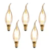 Set van 5 E14 dimbare LED filament tipkaarslamp 240V 3W 250 lm