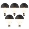 Set van 5 E27 dimbare LED filamentlamp kopspiegel G95 zwart 550lm 2700K