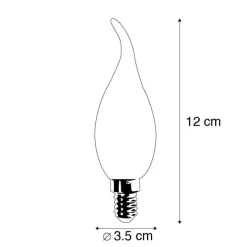 Set van 5 E14 dimbare LED filament tipkaarslampen F35 mat 3W