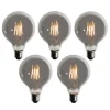 Set van 5 E27 dimbare LED lampen smoke G95 5W 200 lm 1900K