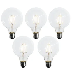Set van 5 E27 dimbare LED lamp G95 5W 450 lm 2700K