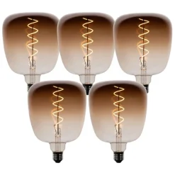 Set van 5 E27 dimbare LED lampen G140 bruin 4,9W 110 lm 1800K