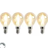 Set van 4 E14 dimbare LED lampen P45 goud 3,5W 330 lm 2100K