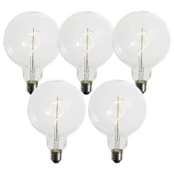 Set van 5 E27 dimbare LED lampen spiraal filament G125 4W 270 lm 2700K