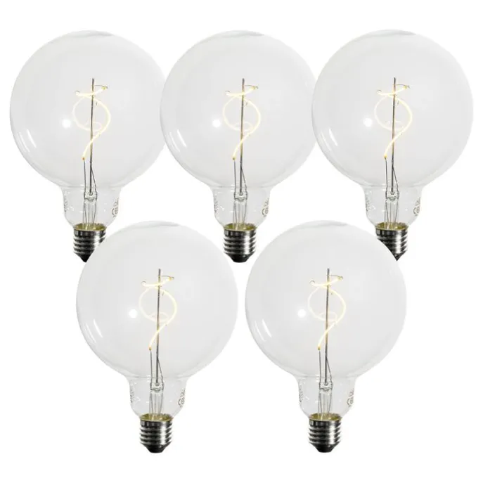 Set van 5 E27 dimbare LED lampen spiraal filament G125 4W 270 lm 2700K