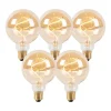 Set van 5 E27 dimbare LED lampen spiraal G95 goud 4W 270 lm 2100K