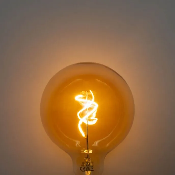 Set van 5 E27 dimbare LED lampen spiraal filament goud G125 4W 270 lm 2200K