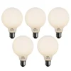 Set van 5 E27 dimbare LED lamp opaal G95 5W 450 lm 3000K