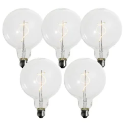 Set van 5 E27 dimbare LED lampen spiraal filament G125 4W 270 lm 2200K