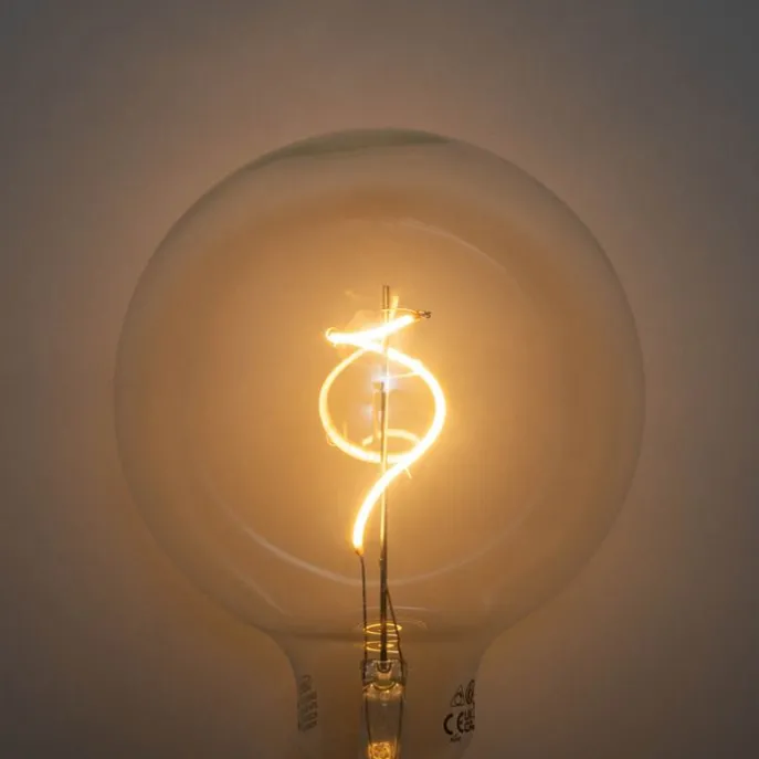 Set van 5 E27 dimbare LED lampen spiraal filament G125 4W 270 lm 2200K