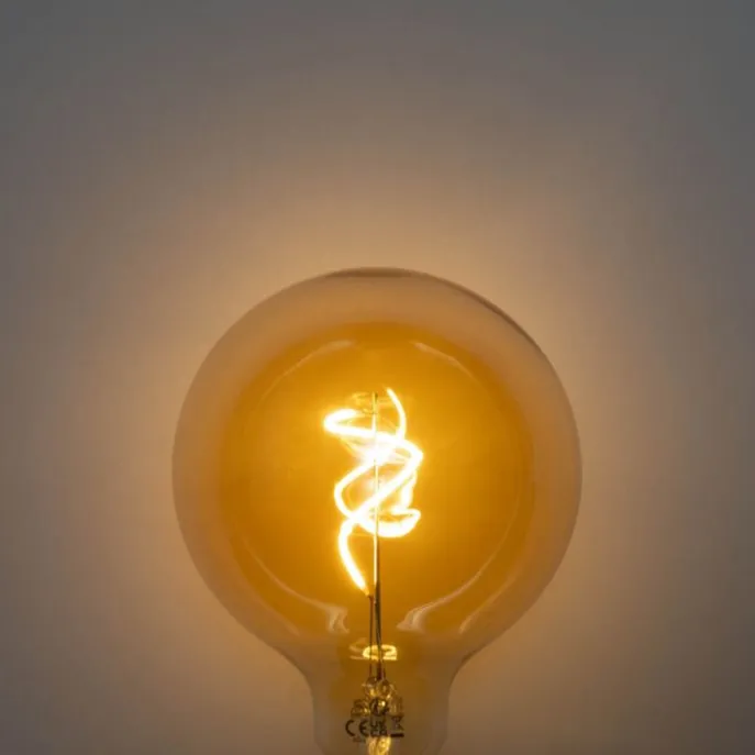 Set van 5 E27 dimbare LED lampen spiraal filament goud G125 4W 270 lm 2700K