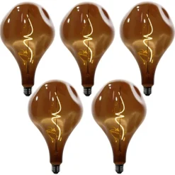 Set van 5 E27 dimbare LED lampen PS160 bruin 4W 120 lm 1800K