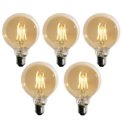 Set van 5 E27 dimbare LED lamp G95 5W 450 lm 2700K