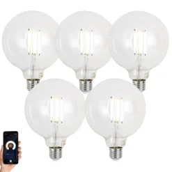 Set van 5 E27 dimbare LED lampen G125 helder 7W 806 lm 2700-6500K