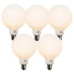 Set van 5 E27 dimbare LED lampen opaal G125 5W 450 lm 2700K