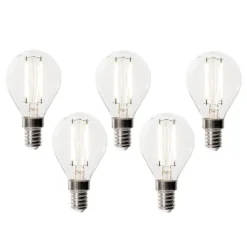 Set van 5 E14 dimbare LED lamp P45 helder glas 3W 250 lm 3000K