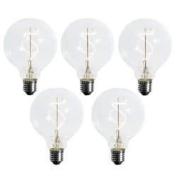 Set van 5 E27 dimbare LED spiraal filament G95 4W 270 lm 2700K