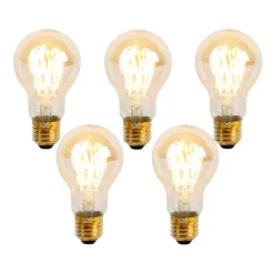 Set van 5 E27 dimbare LED spiraal lampen A60 goldline 4W 270 lm 2200K
