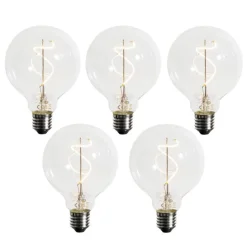 Set van 5 E27 dimbare LED spiraal filament G95 4W 270 lm 2200K